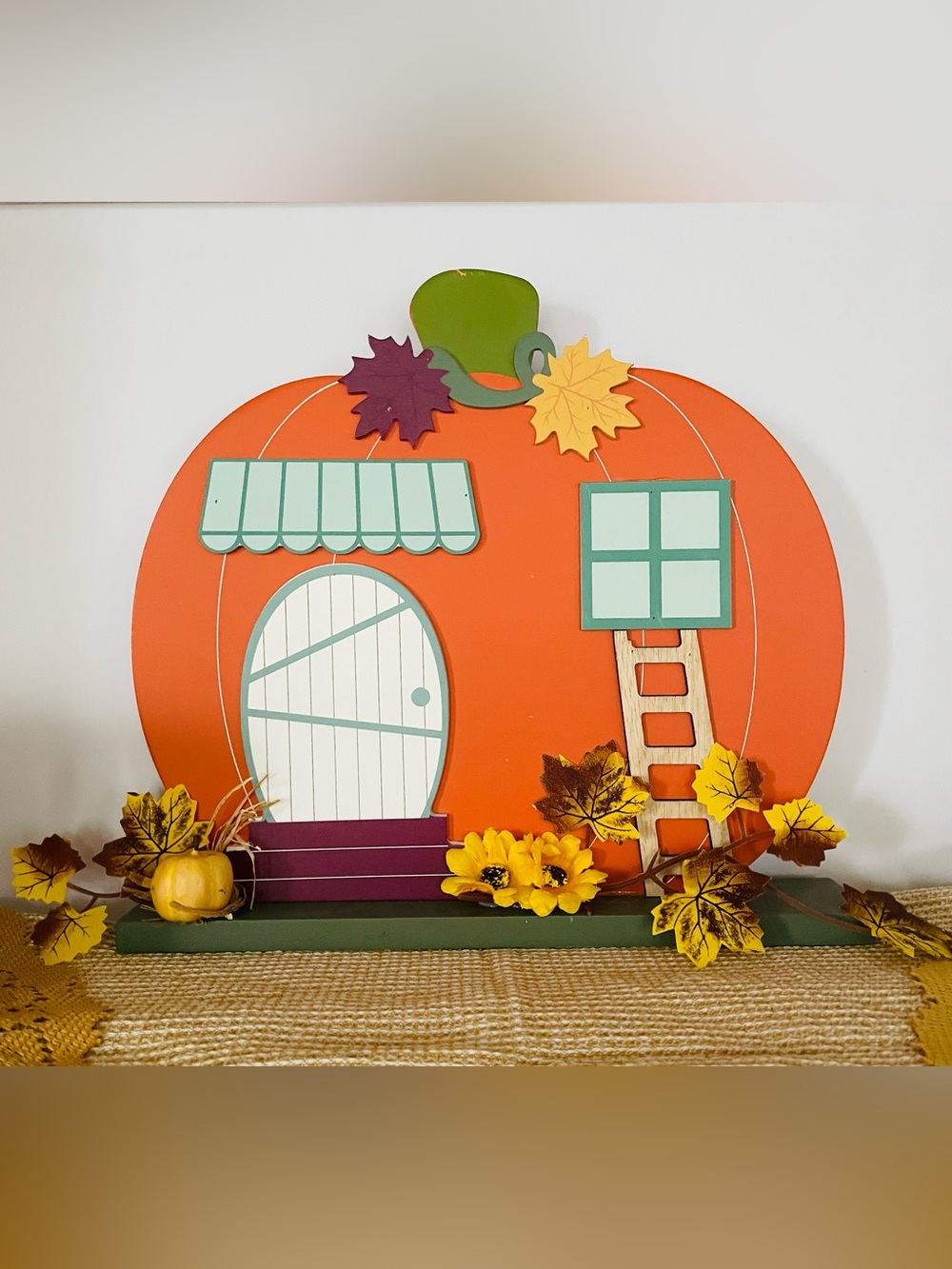 Whimsical Pumpkin Wall Art in Orange and Green